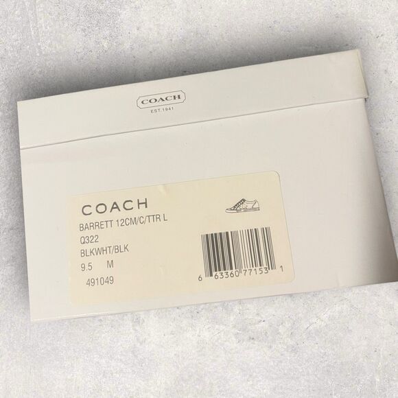 COACH BARRETT LOW-TOP CANVAS LOGO SNEAKERS, GRAY-BLACK, LEATHER TRIM, SZ 8.5 - Picture 15 of 15